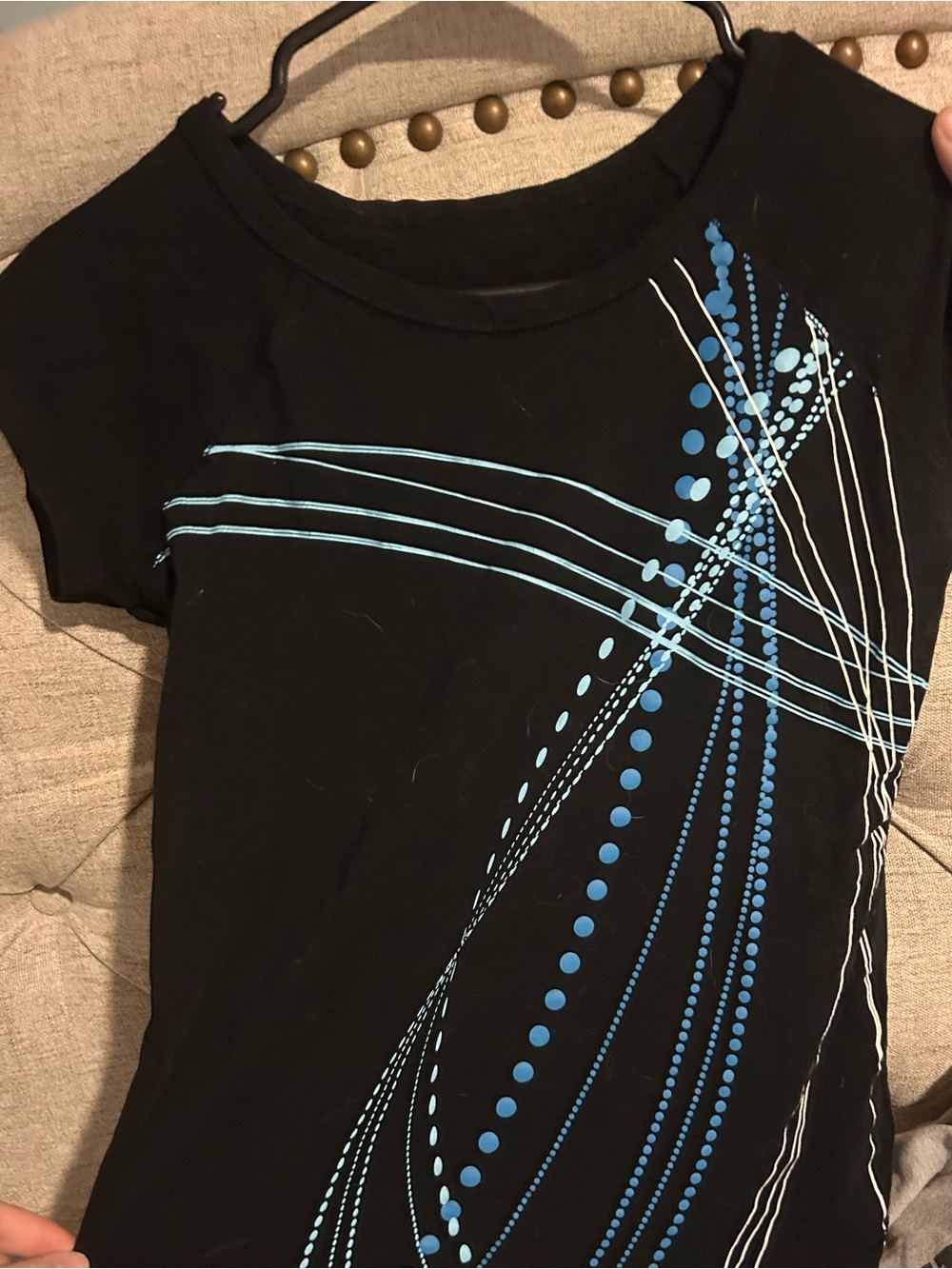 Ideology Black Short-Sleeve Tee with Blue and White Graphic